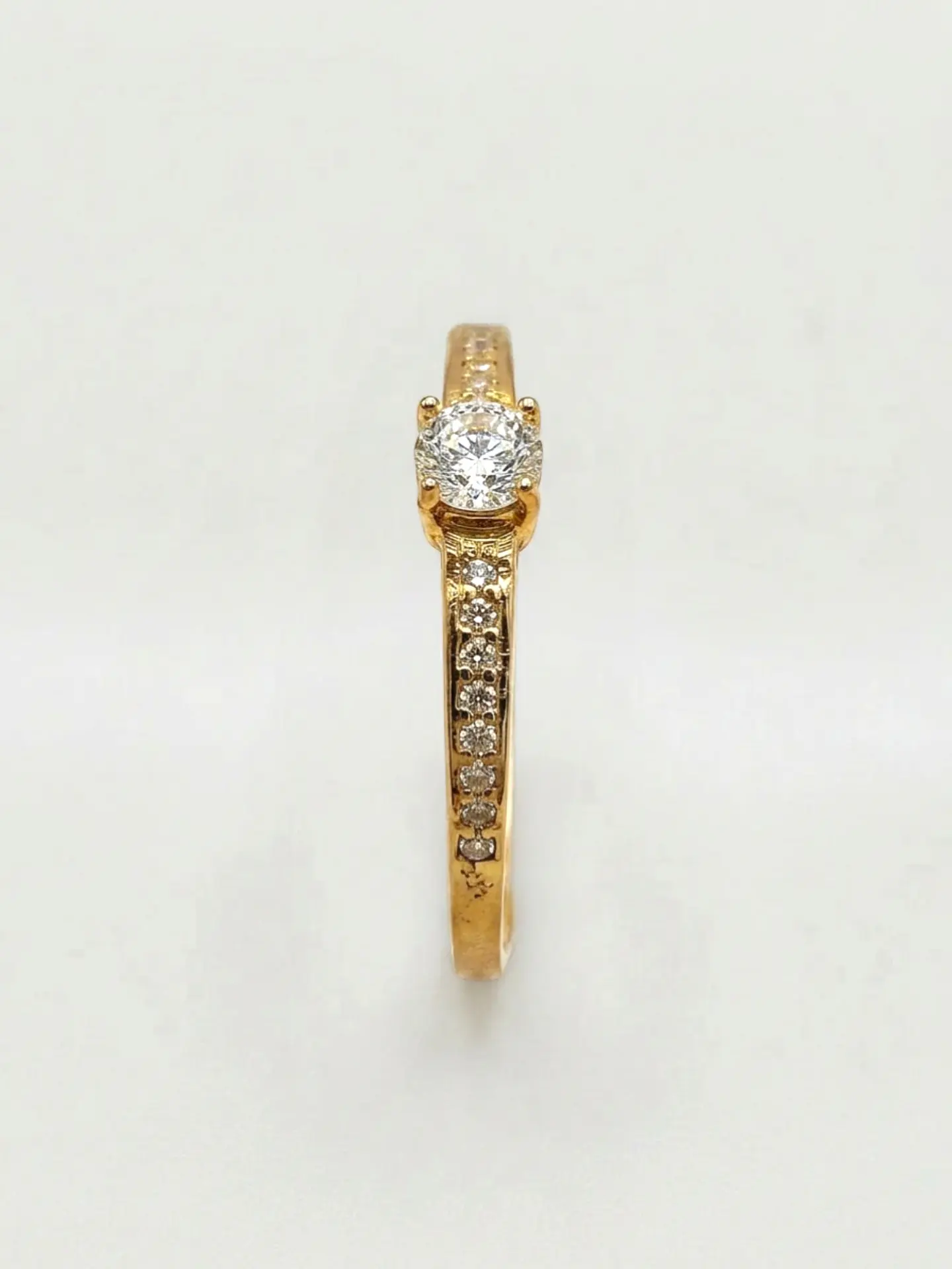 Anillo Solitario Cintillo Brillo Circón Oro 18k 3