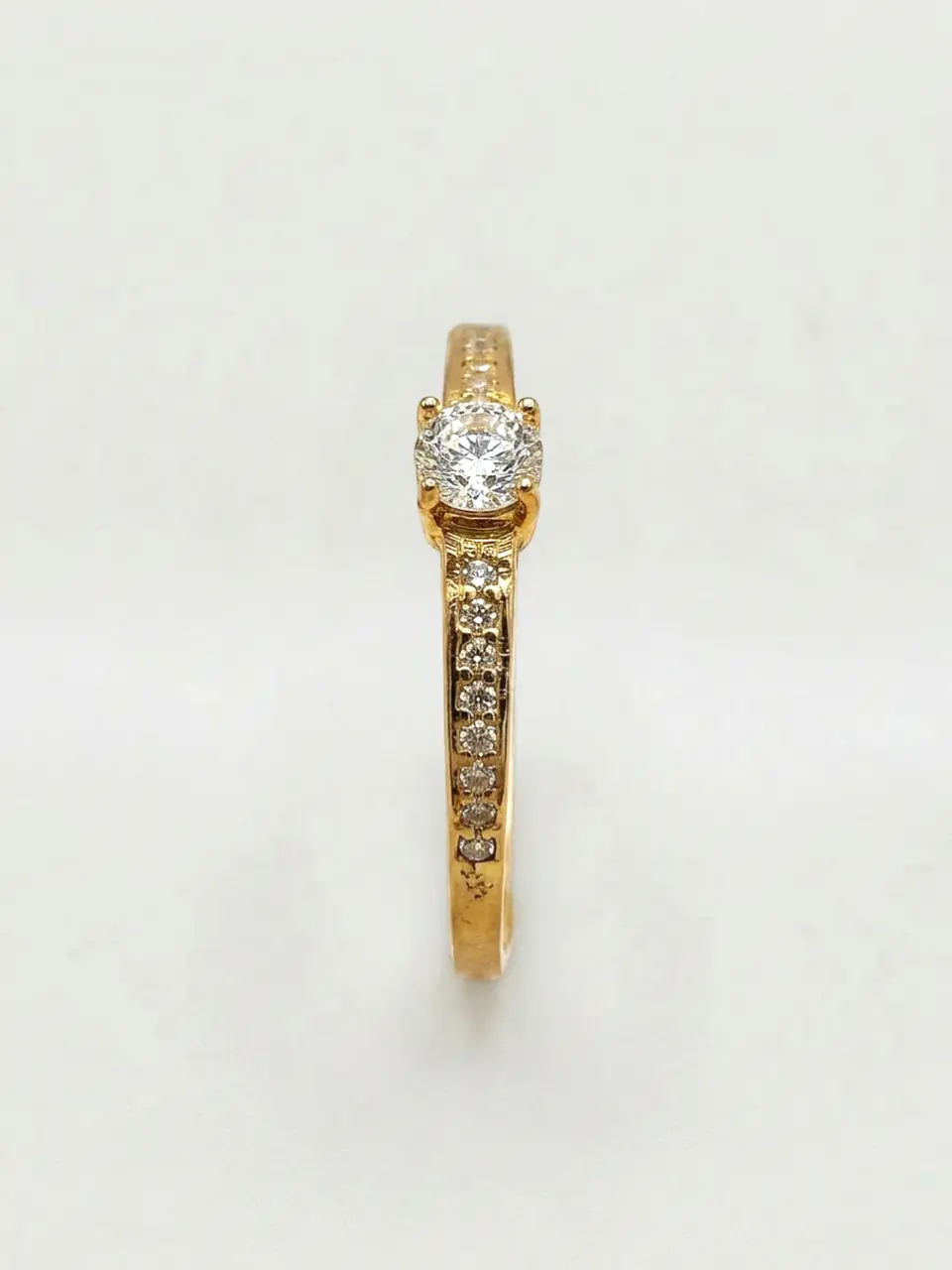 Anillo Solitario Cintillo Brillo Circón Oro 18k 3