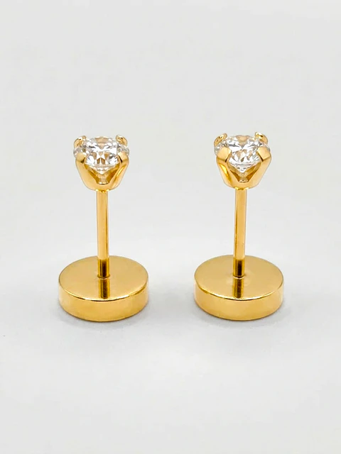 Aros Abridores Circón Chispita Chico Oro 18k