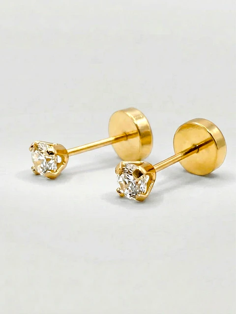 Aros Abridores Circón Chispita Chico Oro 18k
