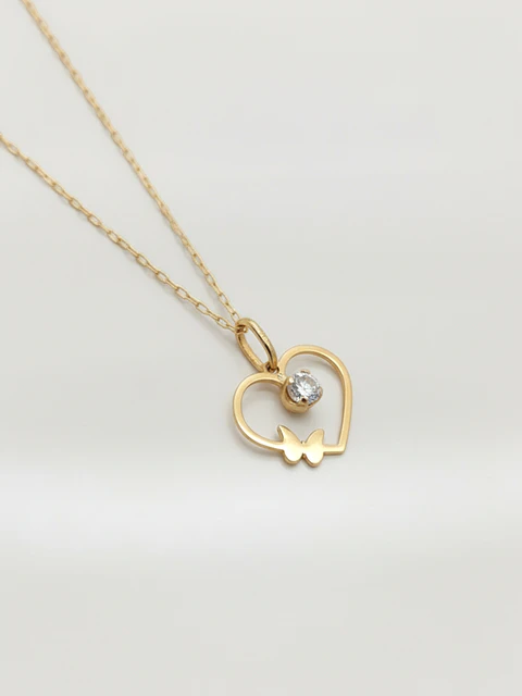 Cadena Corazón de Brillo Circón Oro 18k