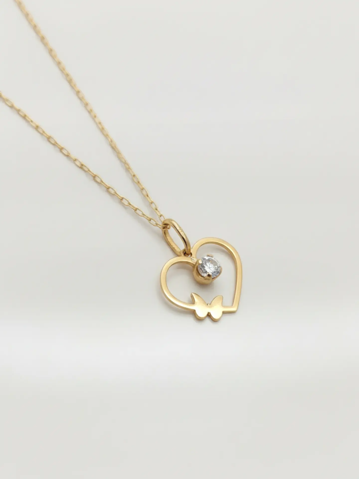 Cadena Corazón de Brillo Circón Oro 18k 2