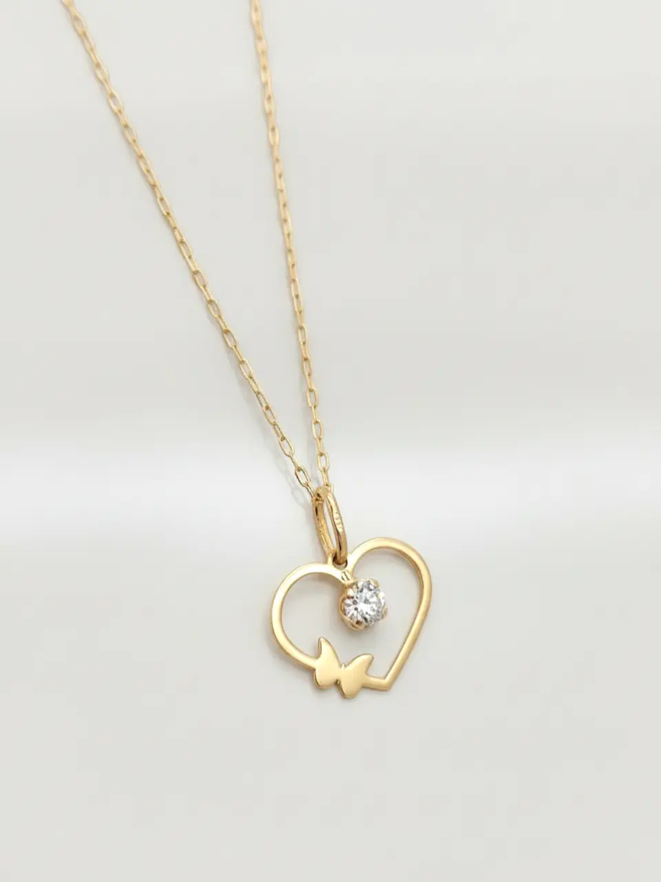Cadena Corazón de Brillo Circón Oro 18k 5