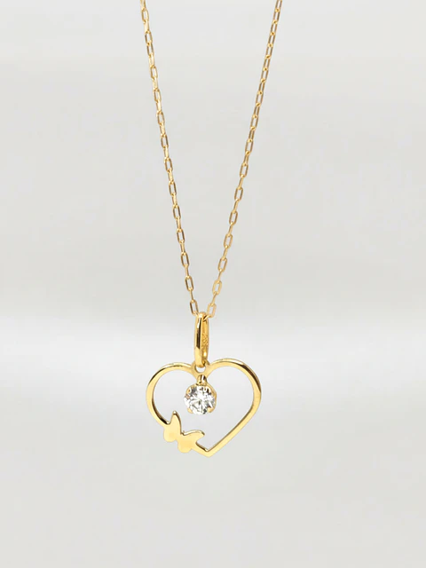 Cadena Corazón de Brillo Circón Oro 18k