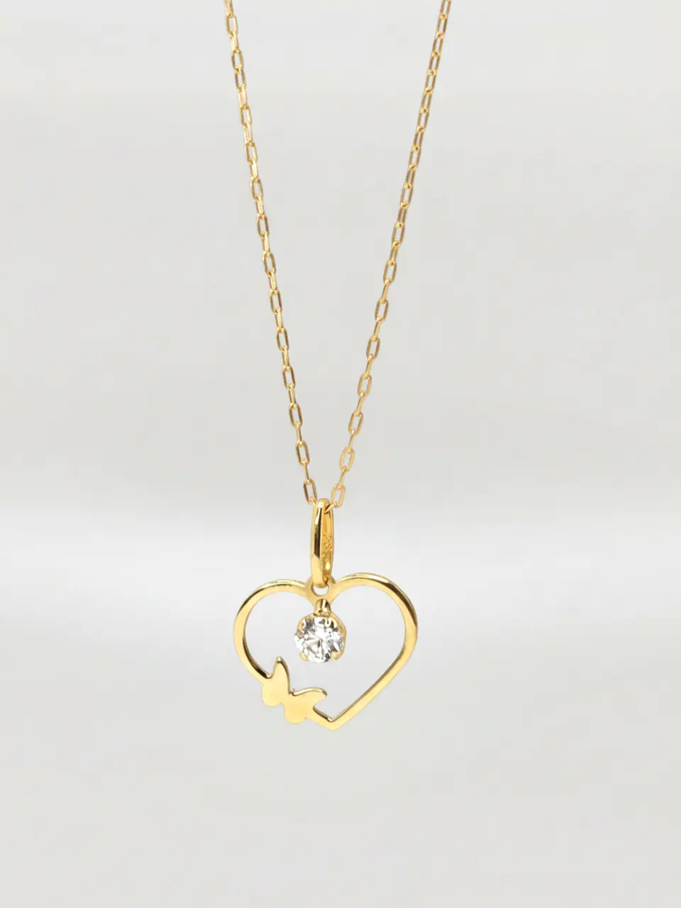 Cadena Corazón de Brillo Circón Oro 18k 1