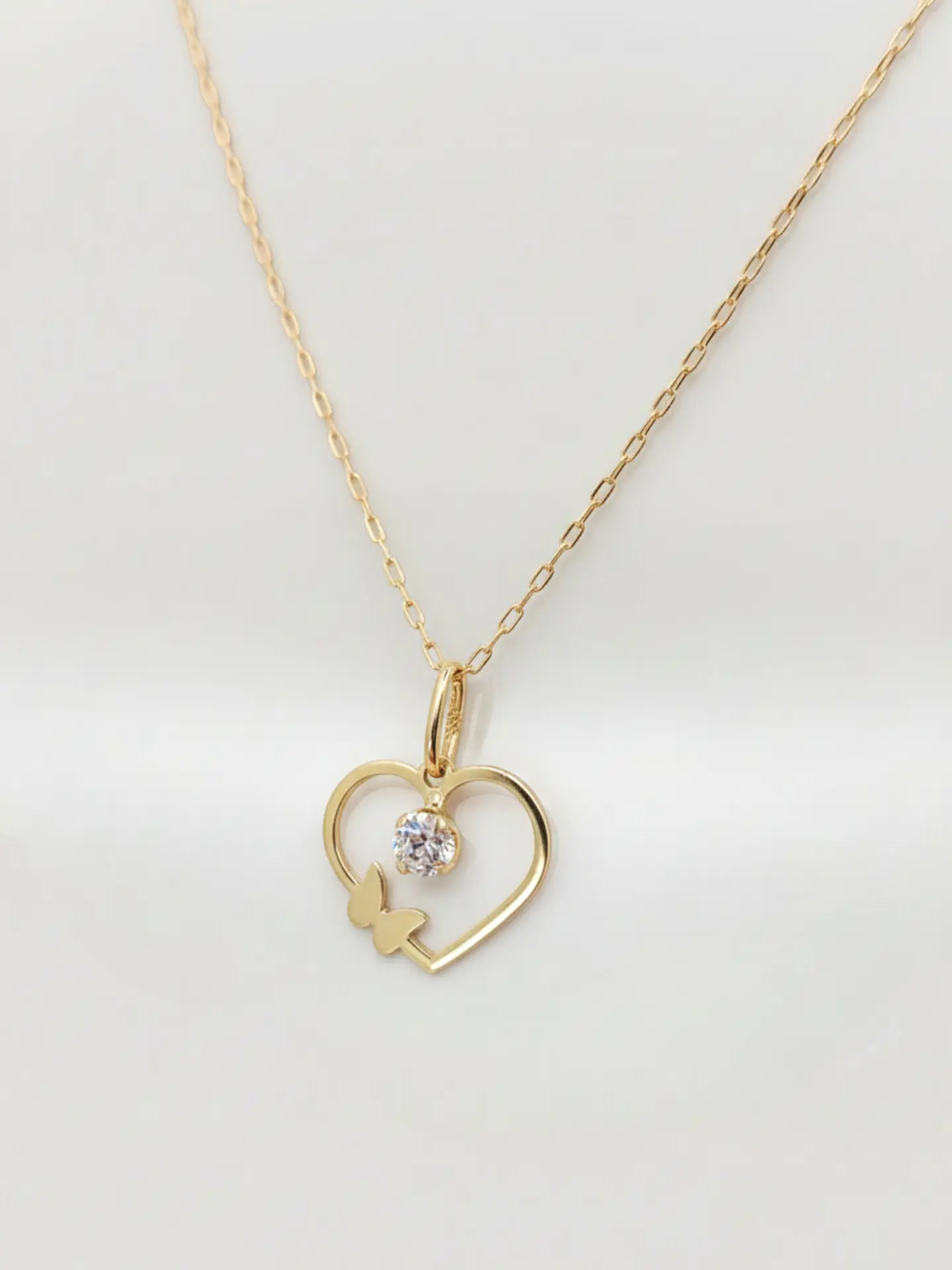 Cadena Corazón de Brillo Circón Oro 18k 7