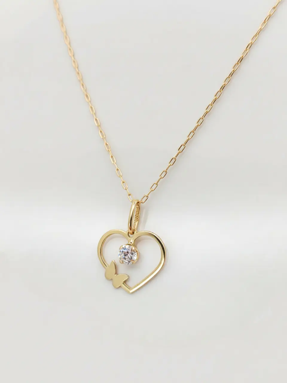 Cadena Corazón de Brillo Circón Oro 18k 7