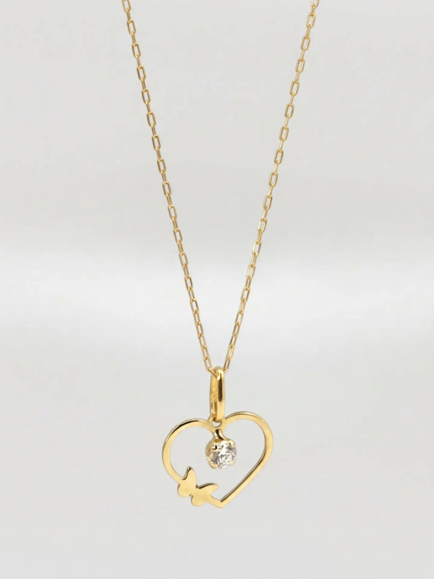 Cadena Corazón de Brillo Circón Oro 18k 3