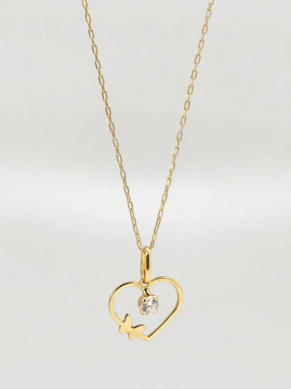 Cadena Corazón de Brillo Circón Oro 18k 3