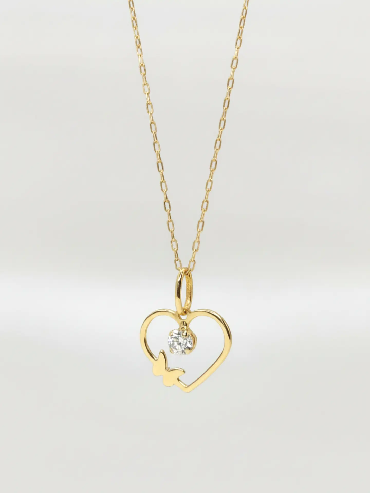 Cadena Corazón de Brillo Circón Oro 18k 4