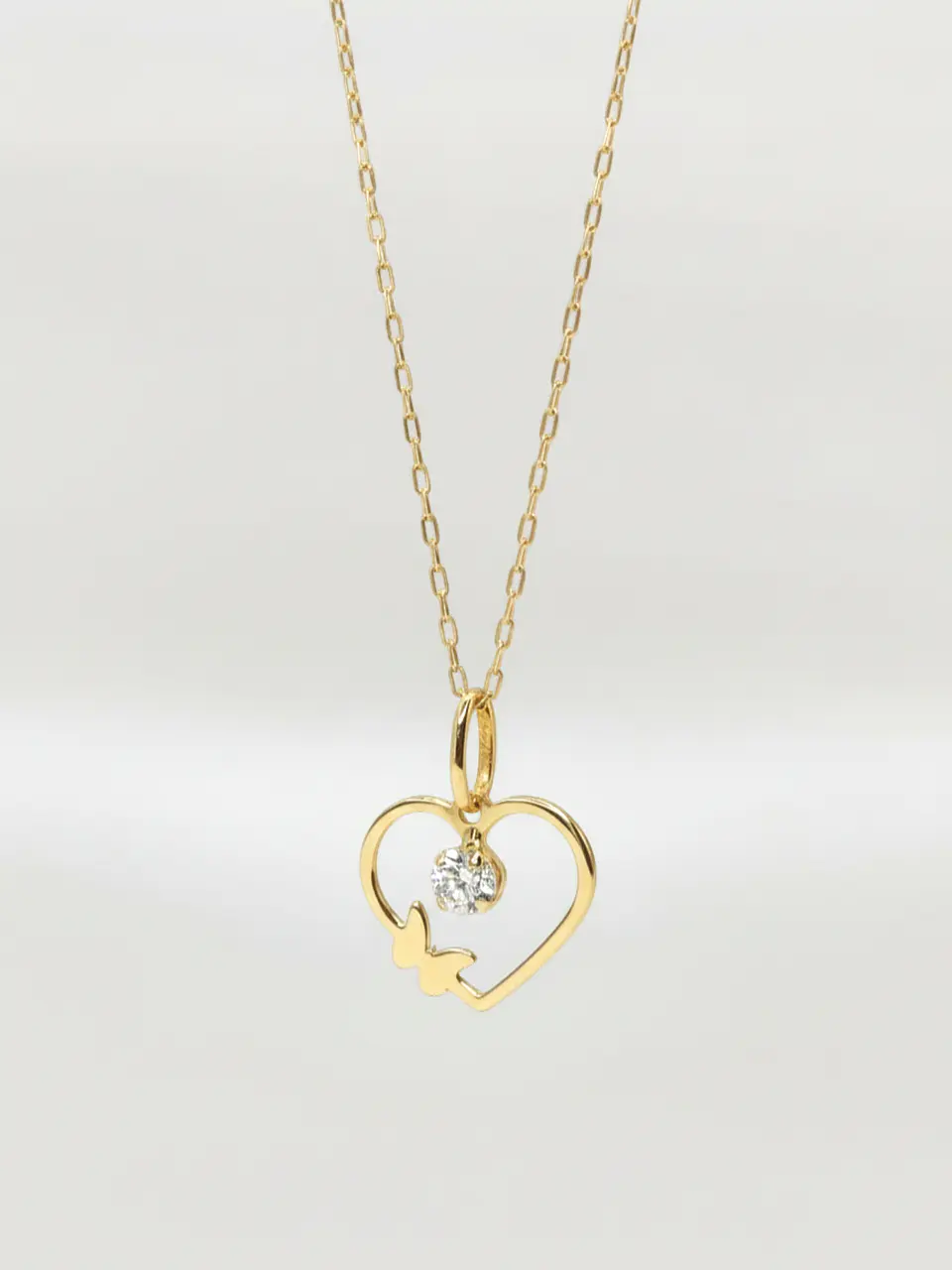Cadena Corazón de Brillo Circón Oro 18k 4