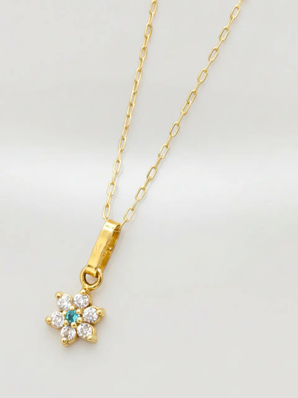 Cadena Roseta Aguamarina y Circones Oro 18k 3