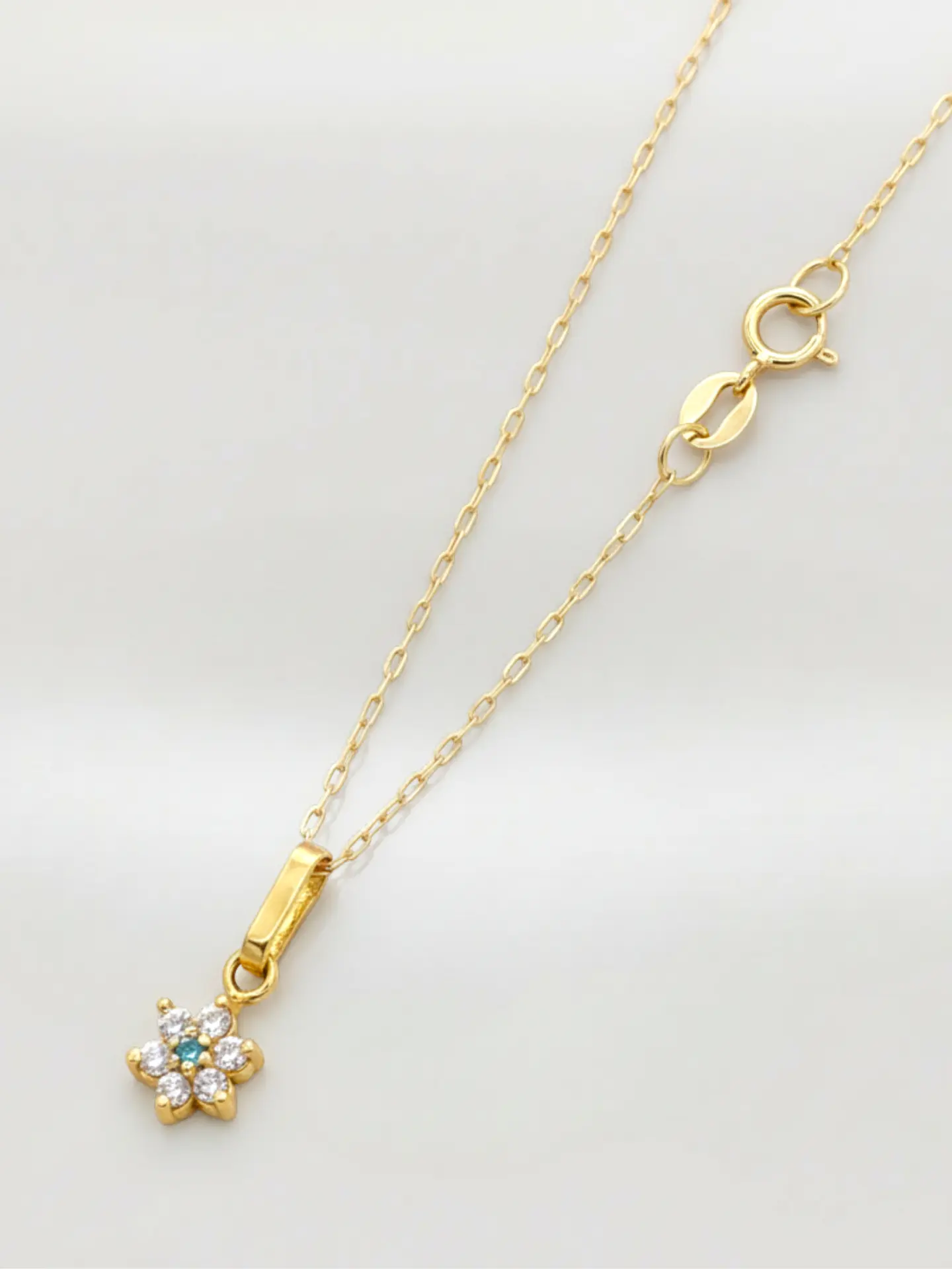 Cadena Roseta Aguamarina y Circones Oro 18k 2