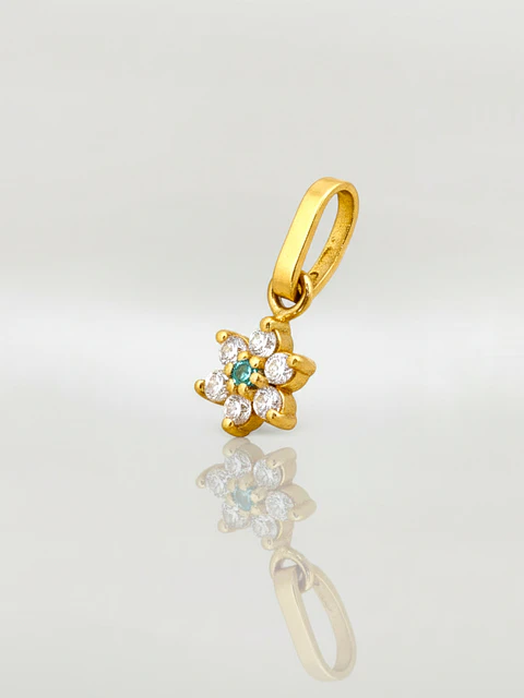 Colgante Roseta Aguamarina y Circones Grande Oro 18k