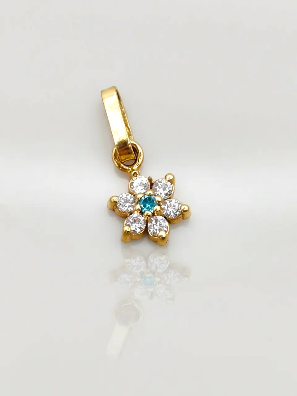 Colgante Roseta Aguamarina y Circones Grande Oro 18k 3