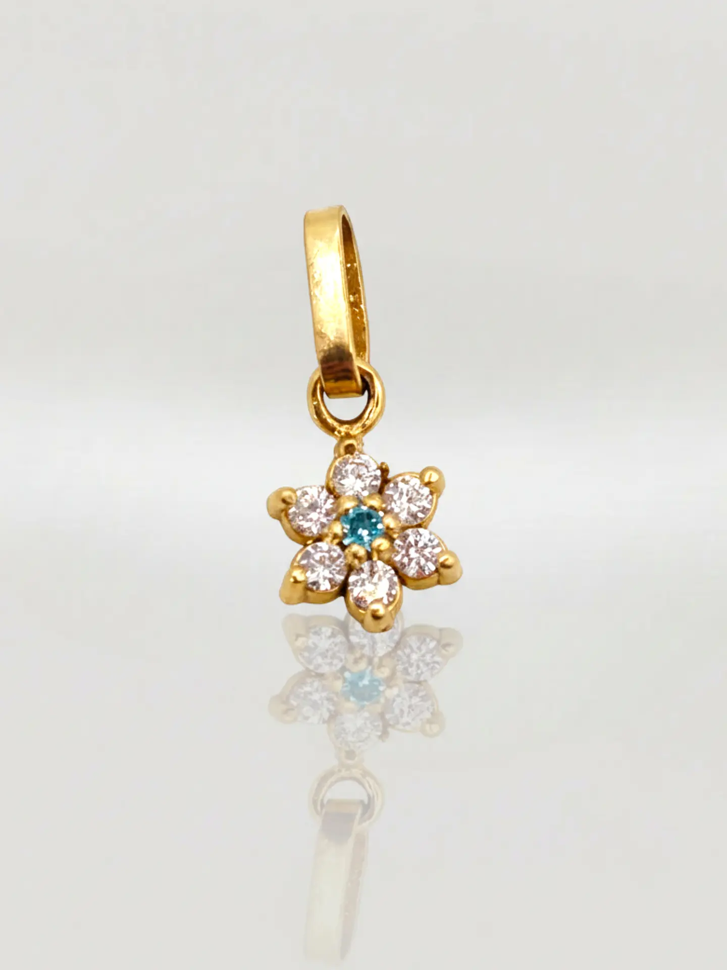 Colgante Roseta Aguamarina y Circones Grande Oro 18k 4