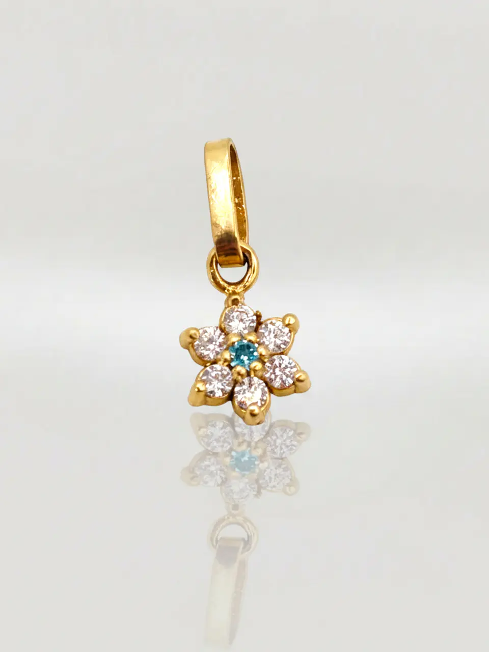 Colgante Roseta Aguamarina y Circones Grande Oro 18k 4