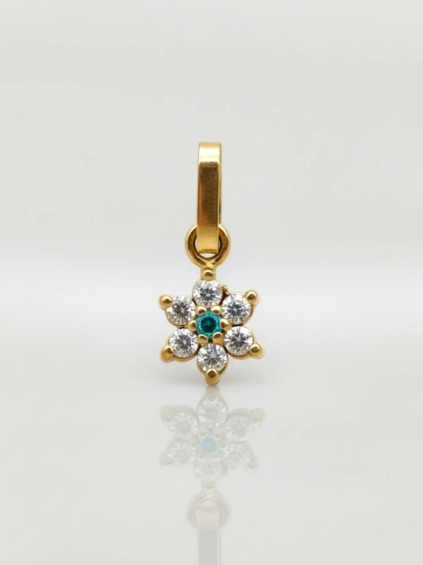 Colgante Roseta Aguamarina y Circones Grande Oro 18k 5