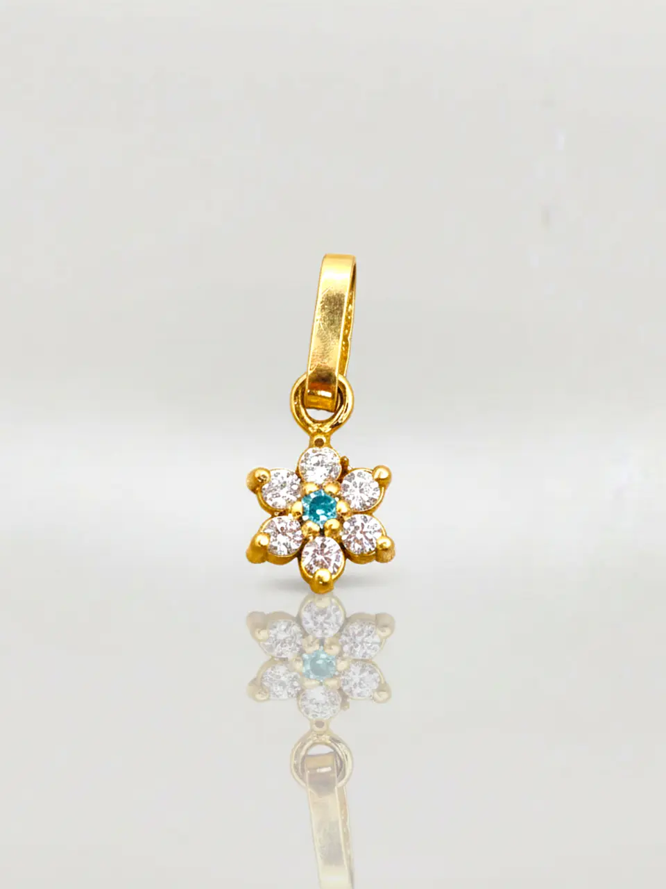 Colgante Roseta Aguamarina y Circones Grande Oro 18k 1