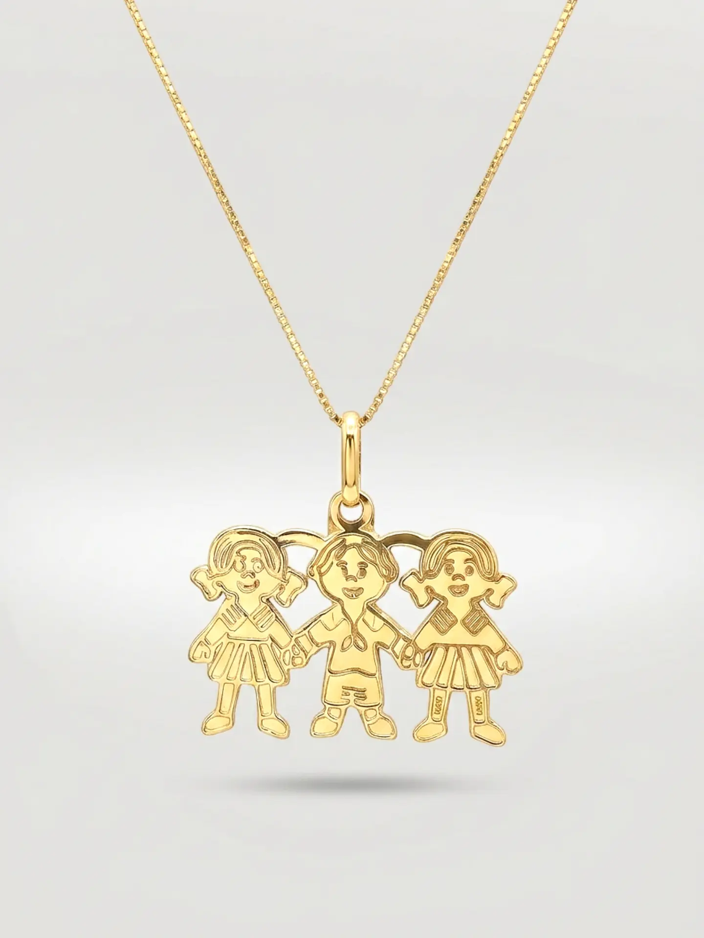 Cadena Ternura Familiar Tres Niños Oro 18k 3