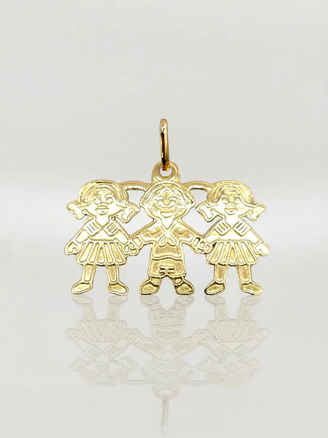 Colgante Ternura Familiar Tres Niños Oro 18k