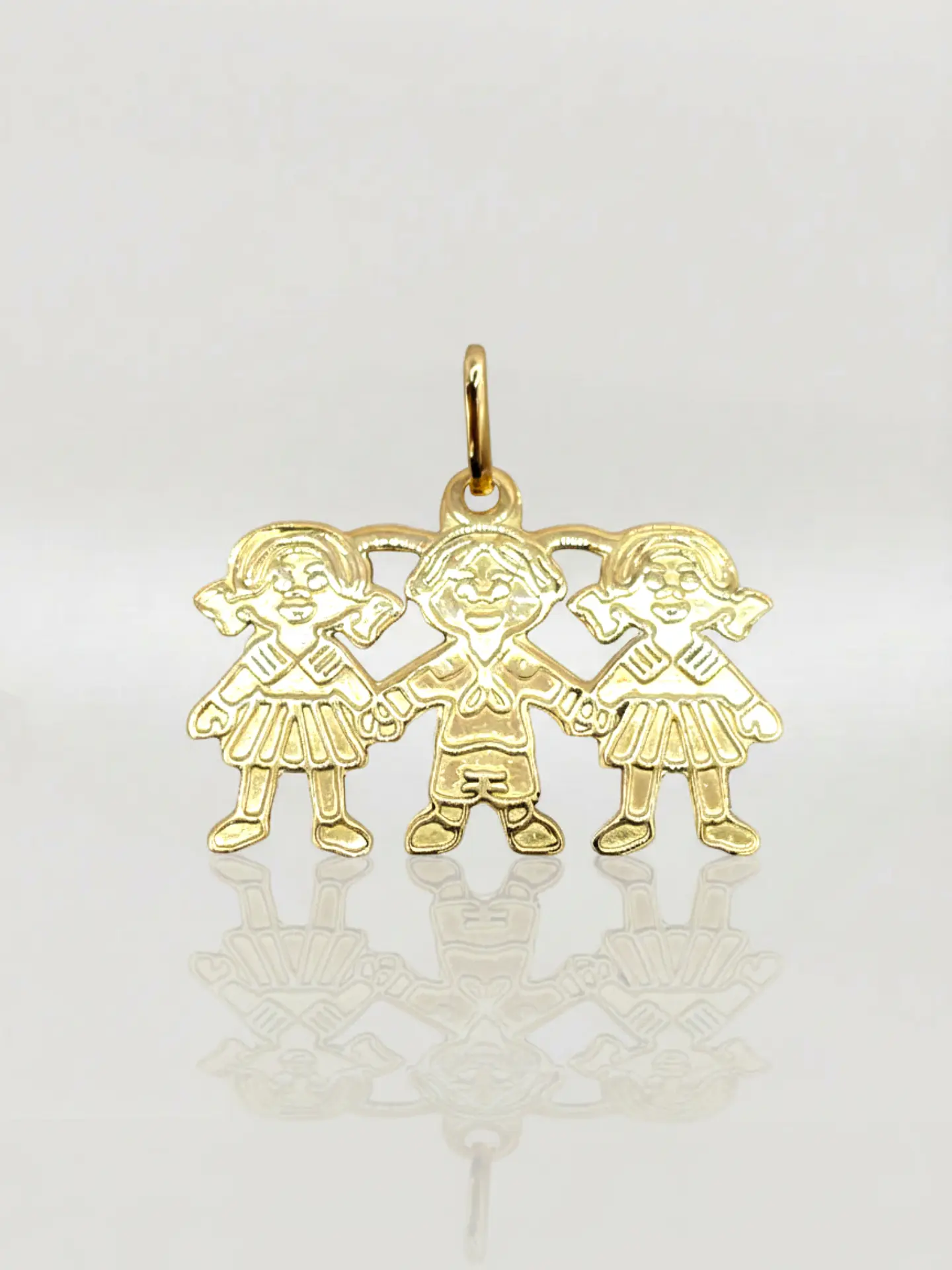 Colgante Ternura Familiar Tres Niños Oro 18k 2