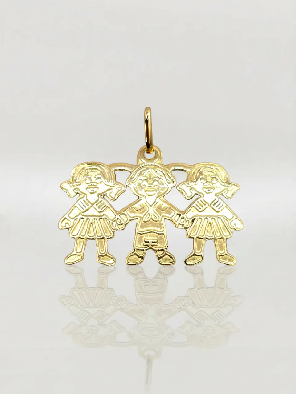 Colgante Ternura Familiar Tres Niños Oro 18k 2