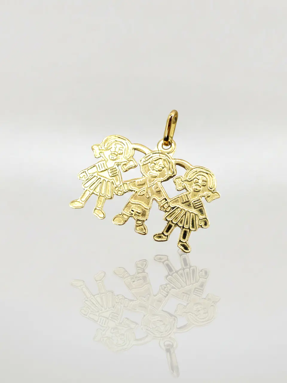 Colgante Ternura Familiar Tres Niños Oro 18k 3