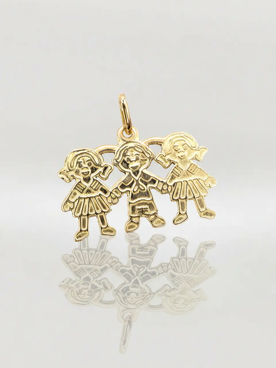 Colgante Ternura Familiar Tres Niños Oro 18k 4