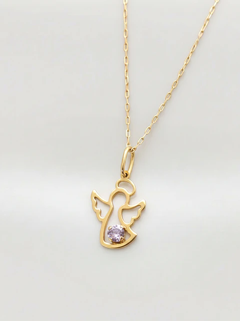 Cadena Ángel de la Guarda Rosa de Francia Oro 18k