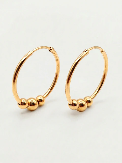 Aros Tubulares con Esferas de Gala Oro 18k