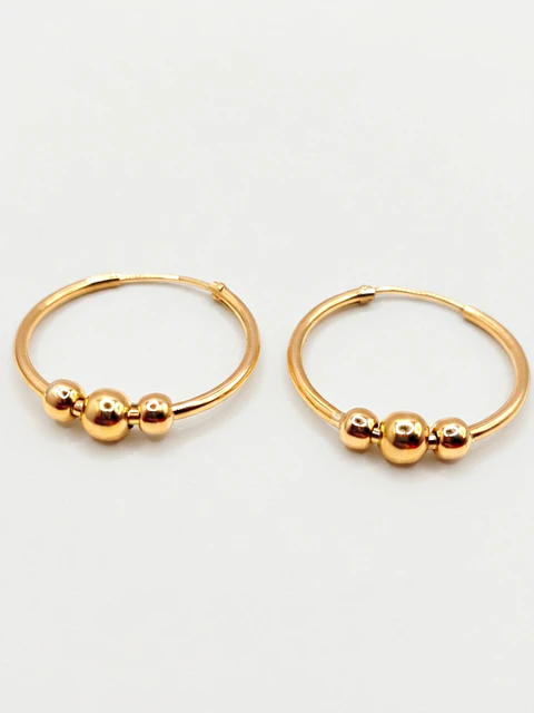 Aros Tubulares con Esferas de Gala Oro 18k