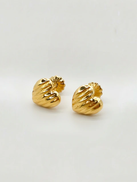 Aros Corazón Esculpido Grande Oro 18k