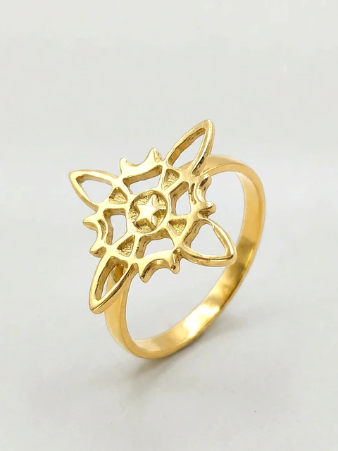 Anillo Amuleto Silueta Nudo de Bruja Oro 18k