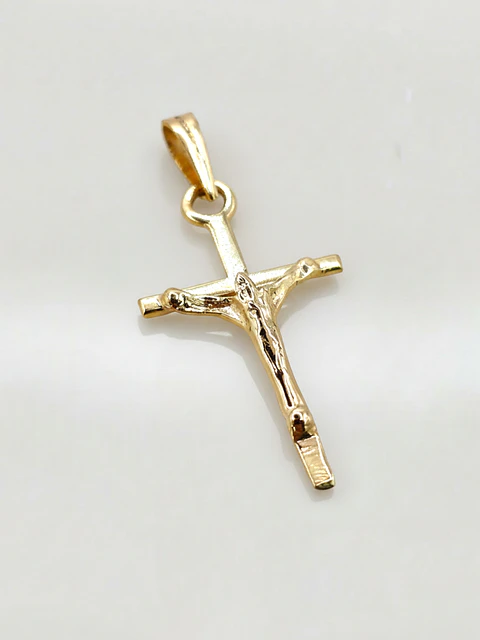 Colgante Cruz de Fe con Cristo Oro 18k