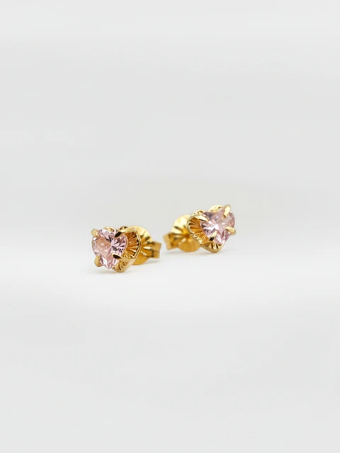Aros Chatón Corazón Rosa de Francia Mediano Oro 18k
