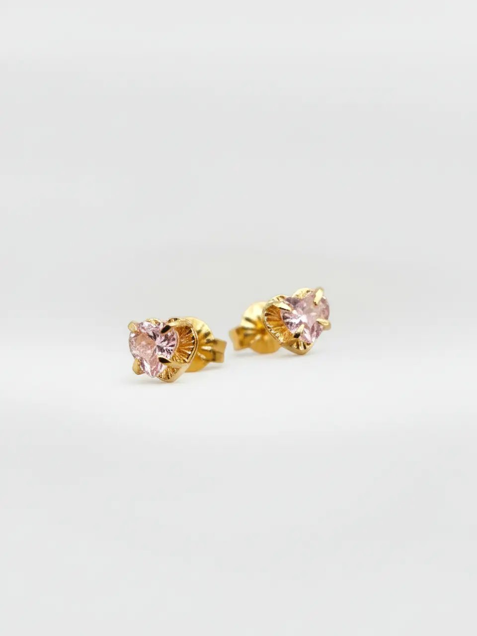 Aros Chatón Corazón Rosa de Francia Mediano Oro 18k 2