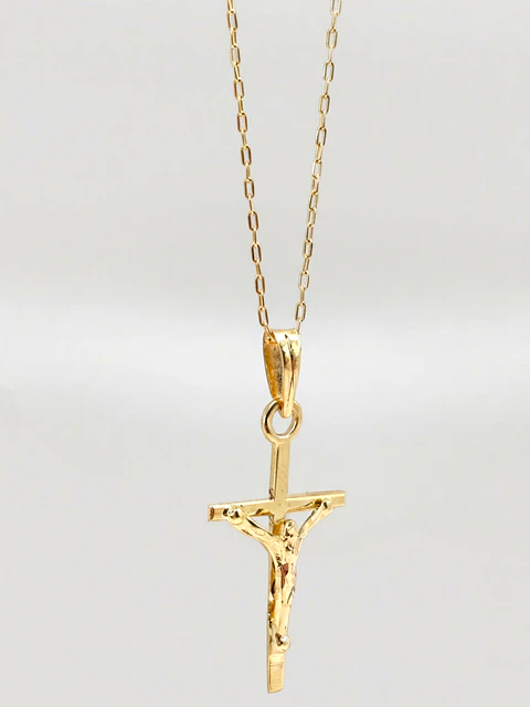 Cadena Devoción con Cruz Cristo Oro 18k
