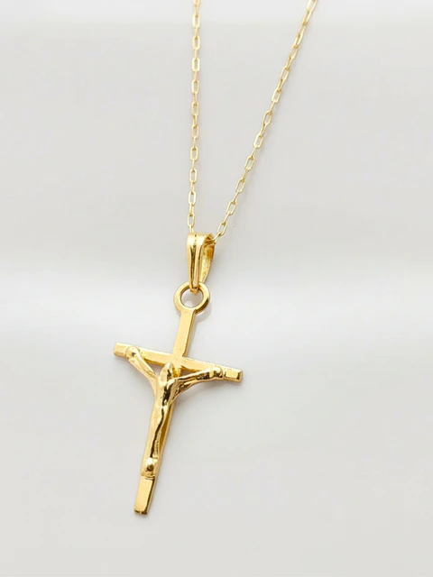 Cadena Devoción con Cruz Cristo Oro 18k
