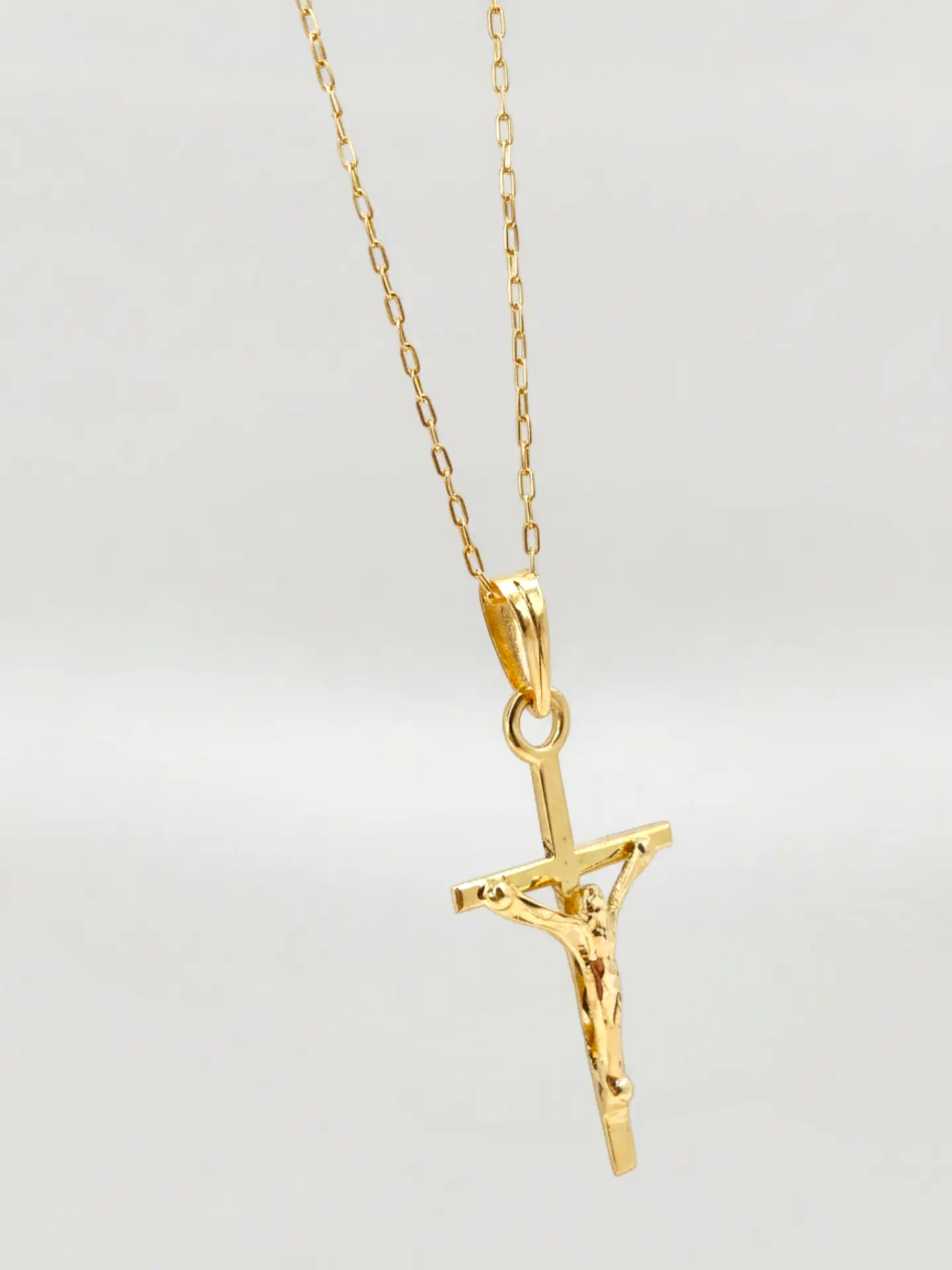 Cadena Devoción con Cruz Cristo Oro 18k 3