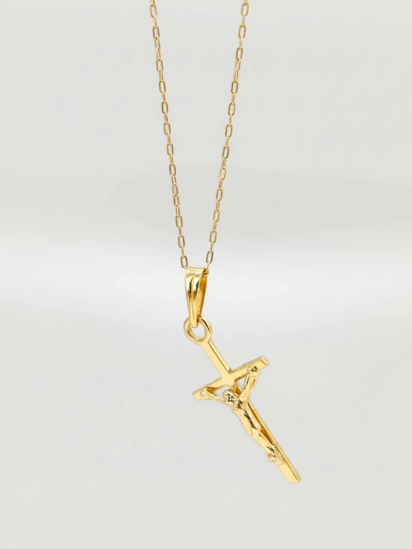 Cadena Devoción con Cruz Cristo Oro 18k 4