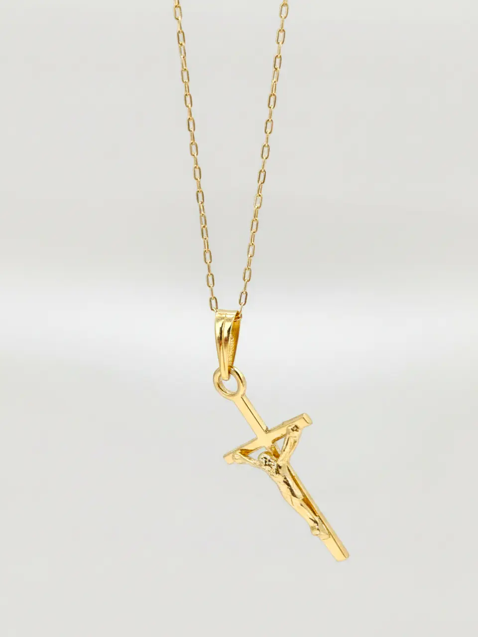 Cadena Devoción con Cruz Cristo Oro 18k 4