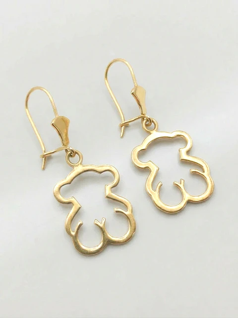 Aros Osito Colgante de Gala Oro 18k