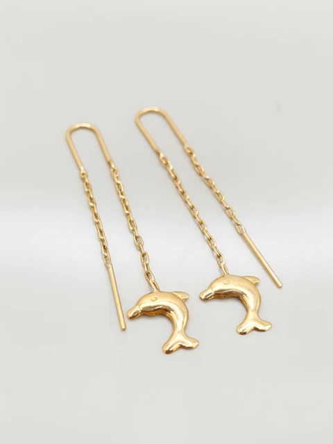 Aros Cadena con Delfín de la Suerte Oro 18k