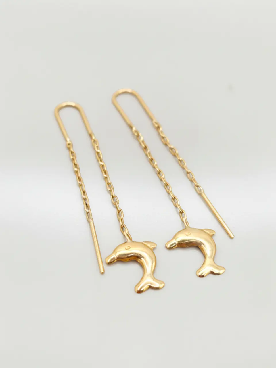 Aros Cadena con Delfín de la Suerte Oro 18k 2