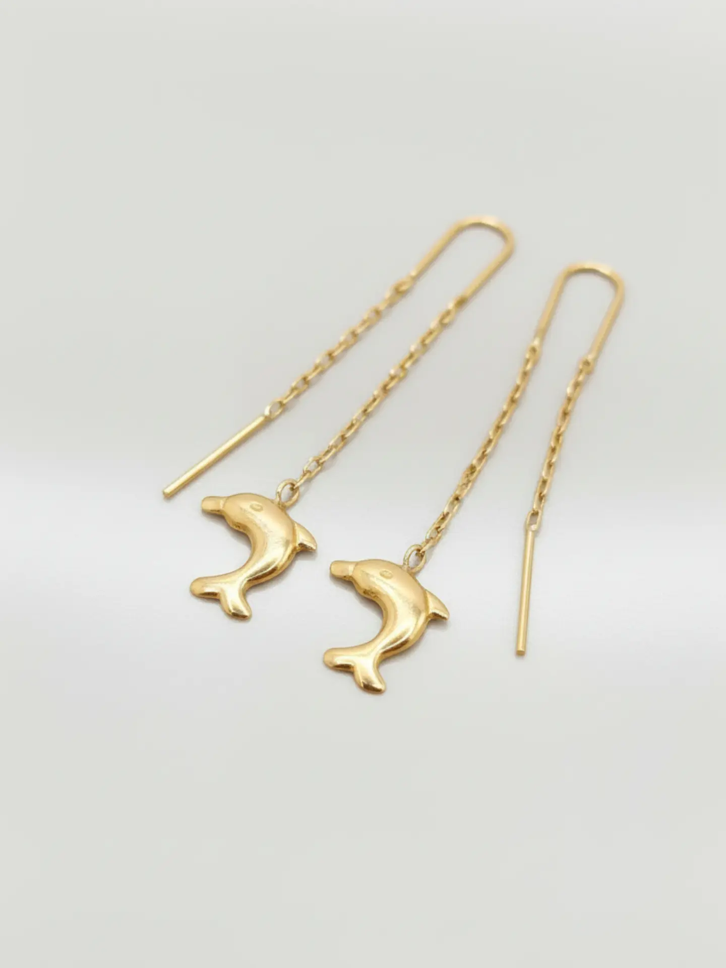 Aros Cadena con Delfín de la Suerte Oro 18k 3