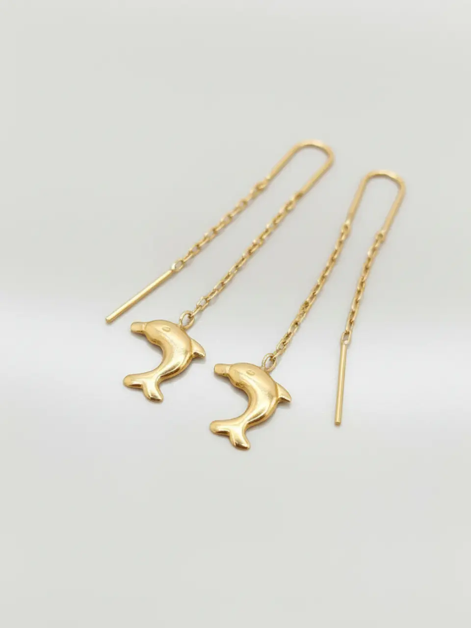 Aros Cadena con Delfín de la Suerte Oro 18k 3