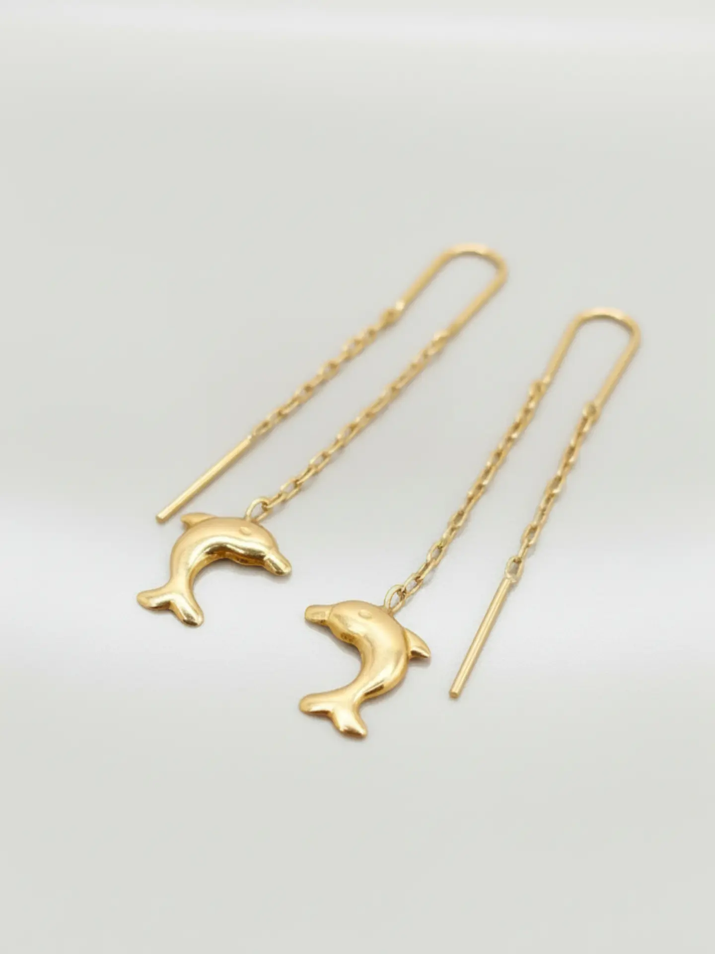 Aros Cadena con Delfín de la Suerte Oro 18k 4