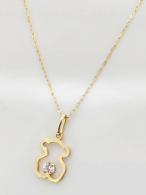 Cadena Osito Ternura con Circón Oro 18k