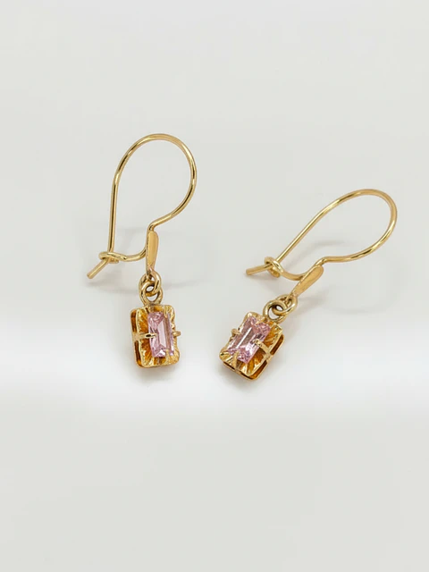 Aros Chatón Cuadrado Rosa de Francia Oro 18k